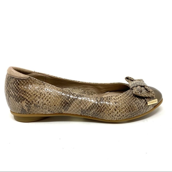 Beautifeel Elle Taupe Snake Combi leather cap toe flats - Picture 1 of 9
